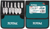 TOTAL 13 Pcs flat wood drill bits set Size:6,8,10,12,14,16,18,20,25,28,30,32,38mm