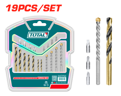 TOTAL 19 Pcs drill bits & screwdriver bits set (TACSDB1901)