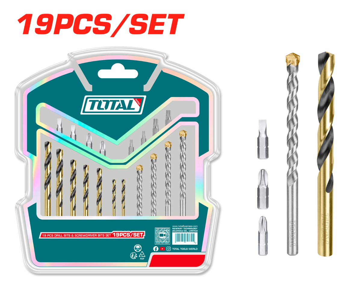 TOTAL 19 Pcs drill bits & screwdriver bits set (TACSDB1901)