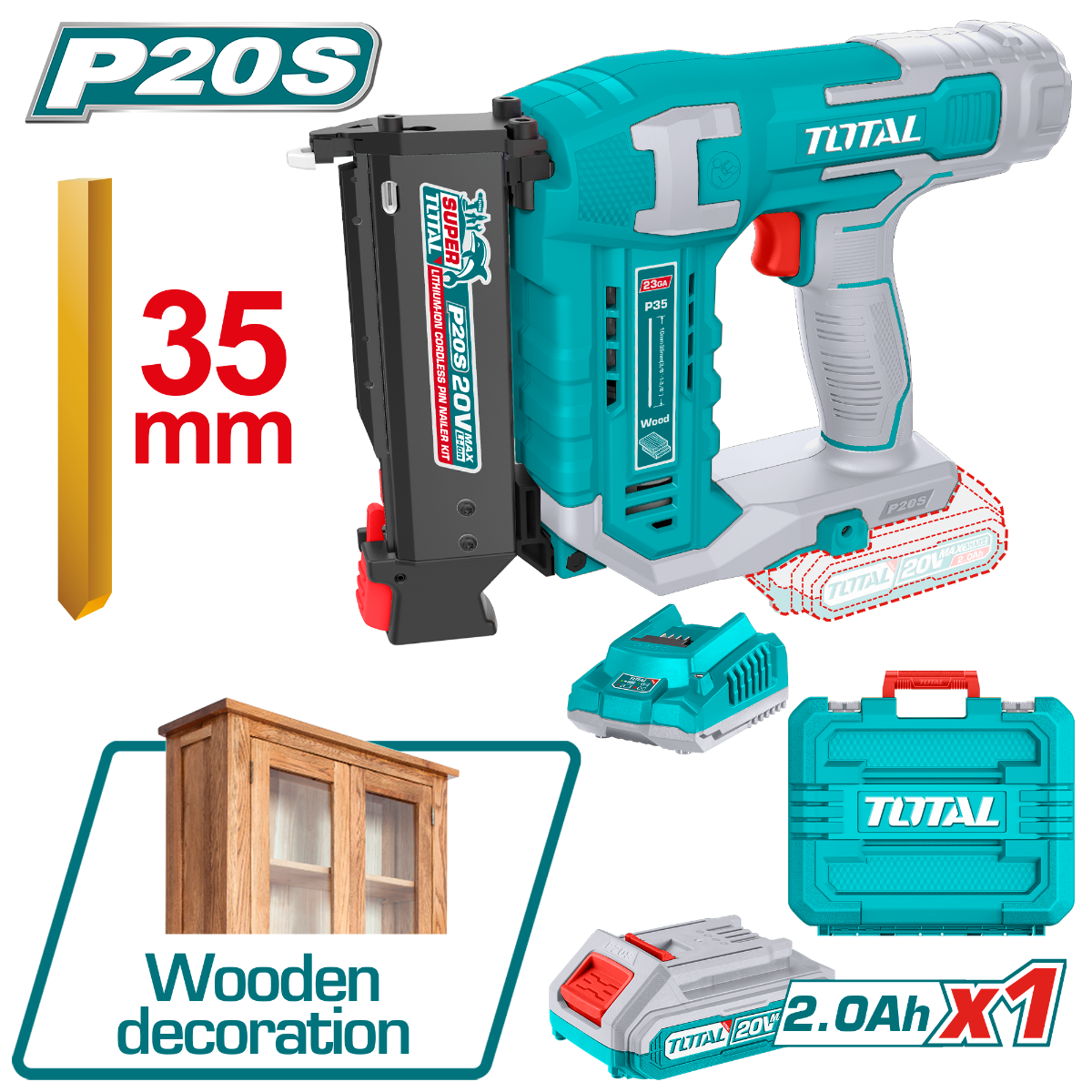 TOTAL Cordless pin nailer 20V (TCBNLI3606)