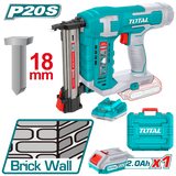 TOTAL Cordless brick nailer 20Volt perfect for brick wall, iron sheets(≤1mm), and wood (TCSTLI3808)