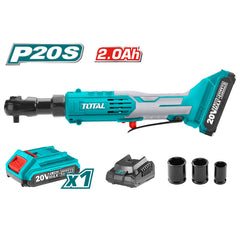 TOTAL Lithium-ion drive ratchet 20V with 2.0Ah battery & a charger, Square drive:3/8"- Max torque:65NM (TDRLI206015)