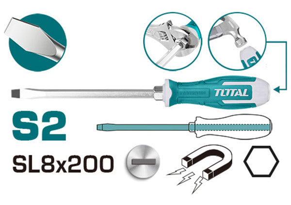 TOTAL THGS82006 Slotted go-through screwdriver 200*8