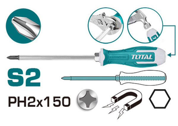 TOTAL THGSPH21506 Phillips go-through screwdriver PH2*150