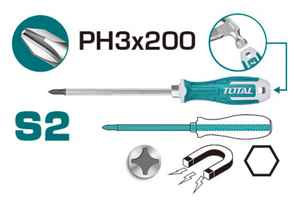 TOTAL Phillips Screwdriver PH3*200 (THGSPH32006)