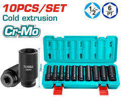 Total 10-Piece Long Black Socket Set (THKISD12102L)