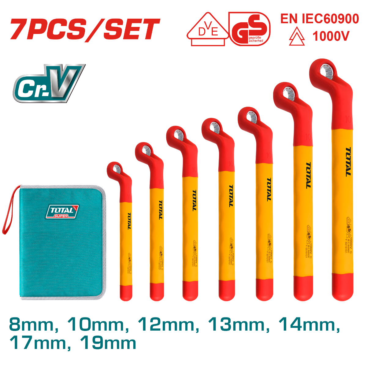 TOTAL 7 Pcs insulated ring wrench set (THKISPA0702)