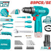 TOTAL 89 Piece Tool Set 12V Cordless Drill & Full Accessories