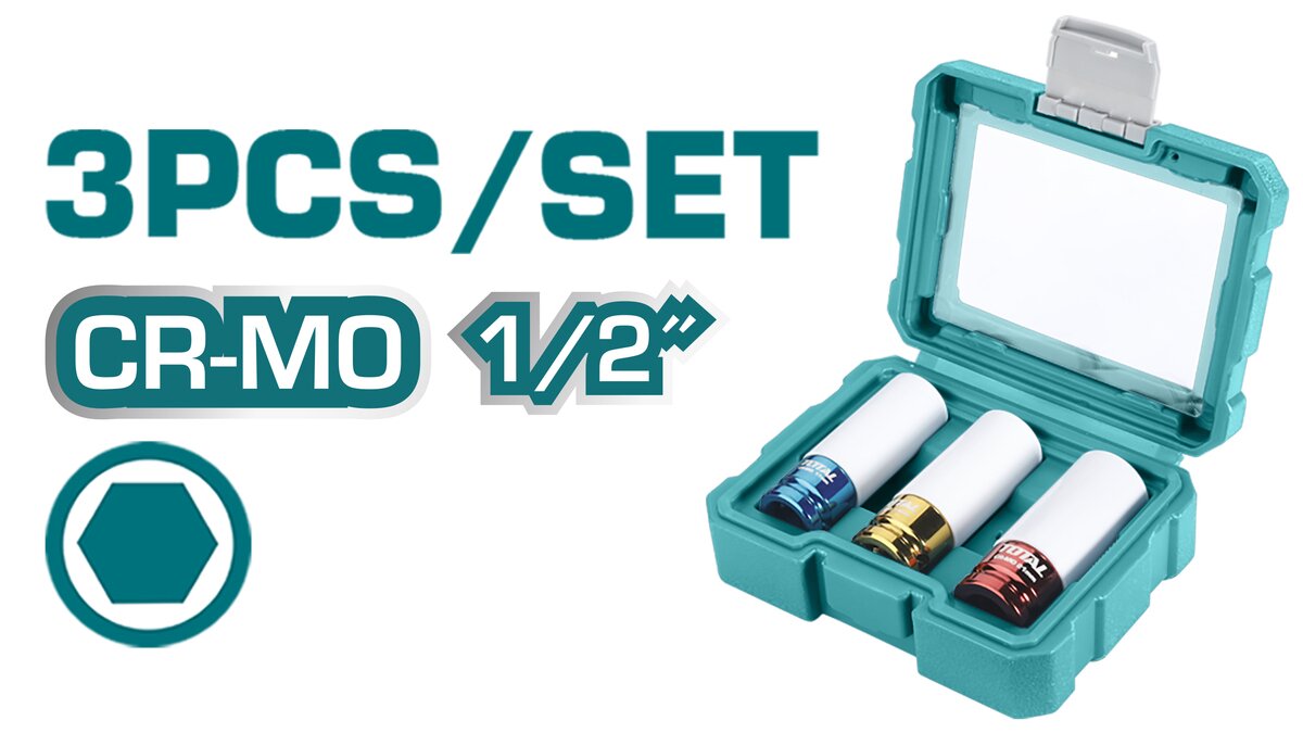 طقم بوكس 1/2 إنش | 3 قطع سداسي من توتال (THMLNS031)