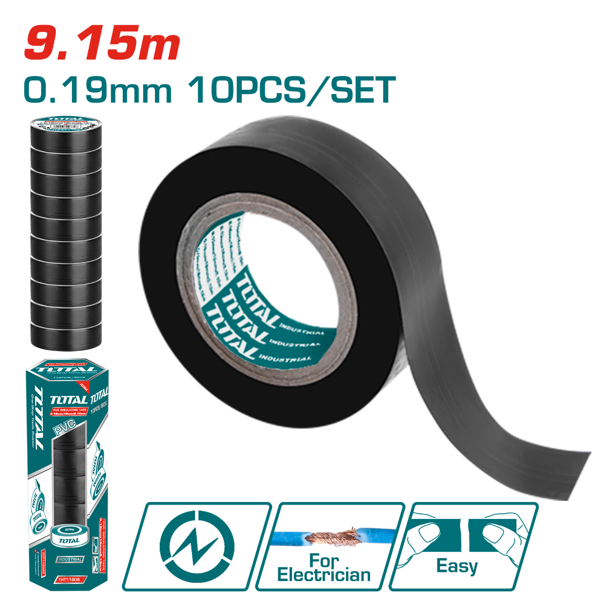 TOTAL PVC insulating tape 0.19mm (THPET1102)