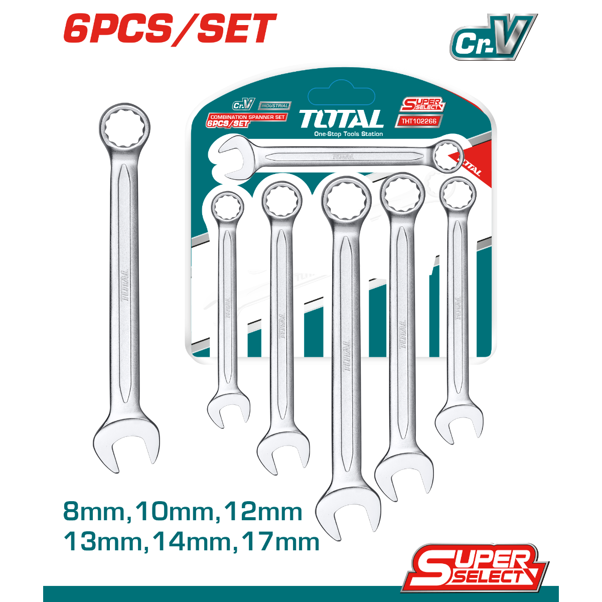 Total 8-Piece 8-17mm Combination Spanner Set (THT102266)