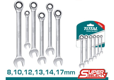 Total 6-Piece 8-17mm Ratchet Combination Spanner Set (THT102RK566)
