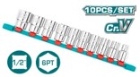 TOTAL 10 Pcs 1/2" socket set 10-24MM (THT121101)