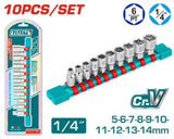 TOTAL 1/4" socket 10 Pcs set (THT1411023)
