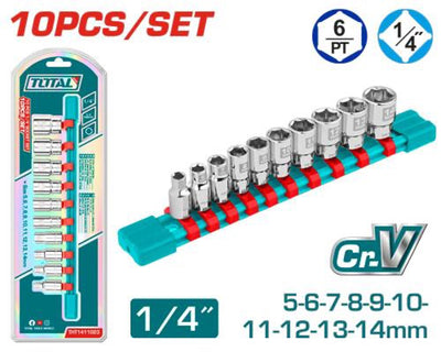 TOTAL 1/4" socket 10 Pcs set (THT1411023)