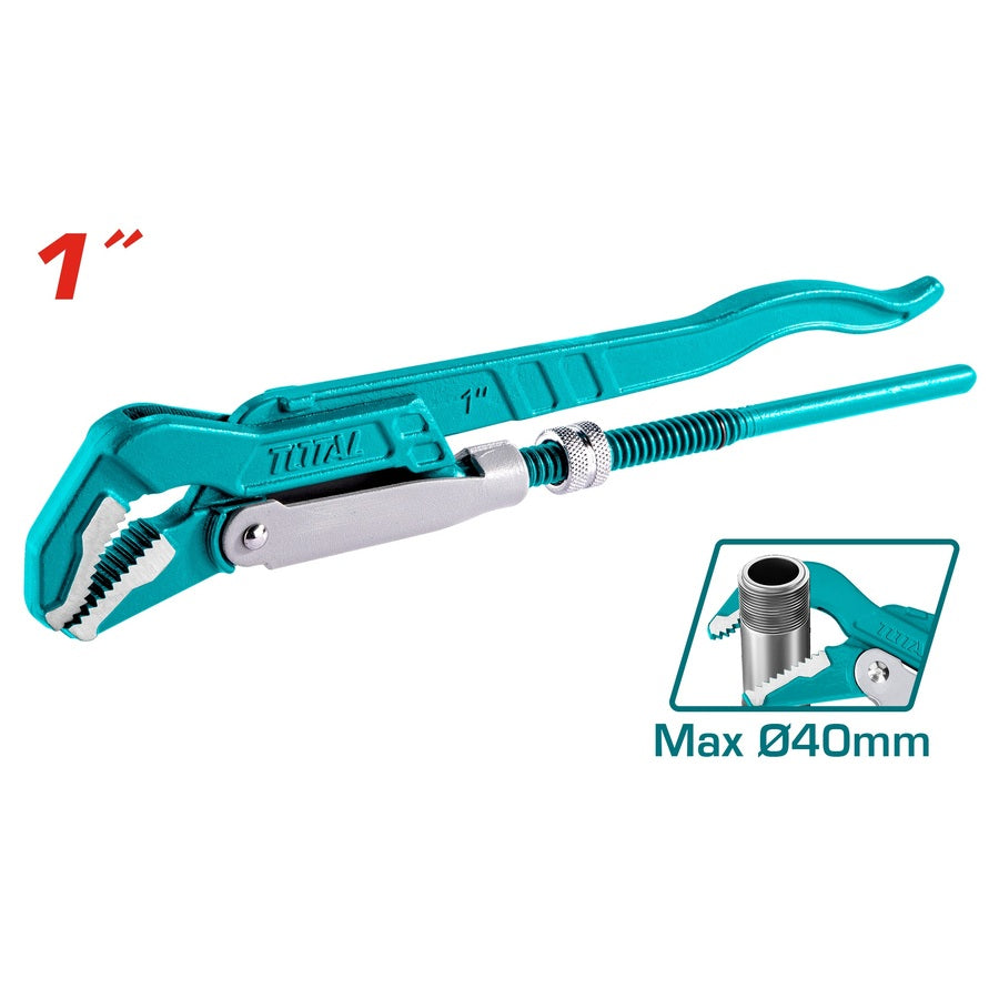 TOTAL Swedish Pipe Wrench 45° Angle 1-Inch Heavy Duty (THT172013)