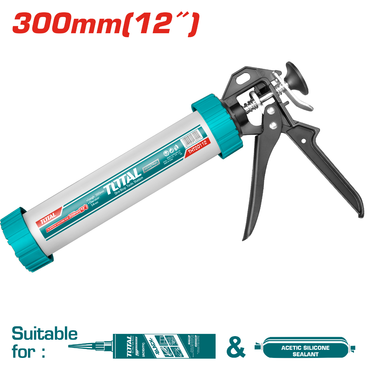 TOTAL Aluminum caulking gun 300mm (THT20112)