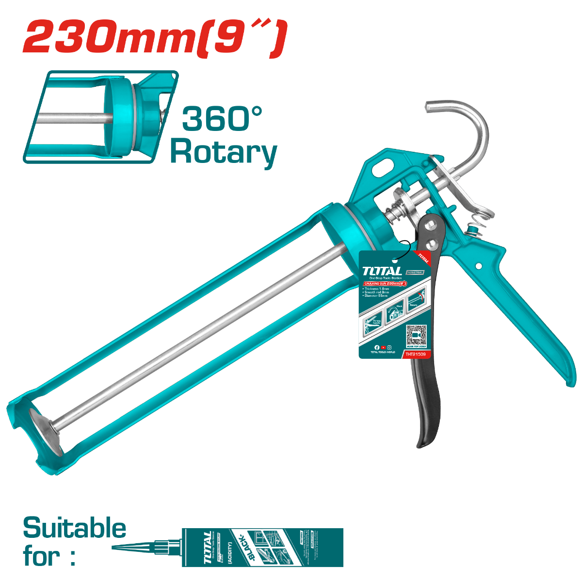 TOTAL Caulking gun 9" With rotary function (THT21509)