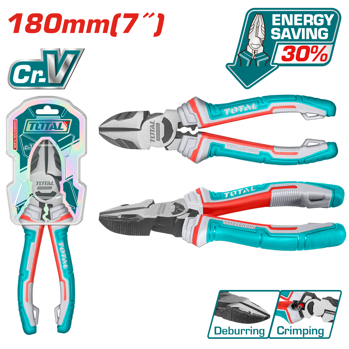 TOTAL High leverage diagonal cutting pliers 7" (THT230706S)