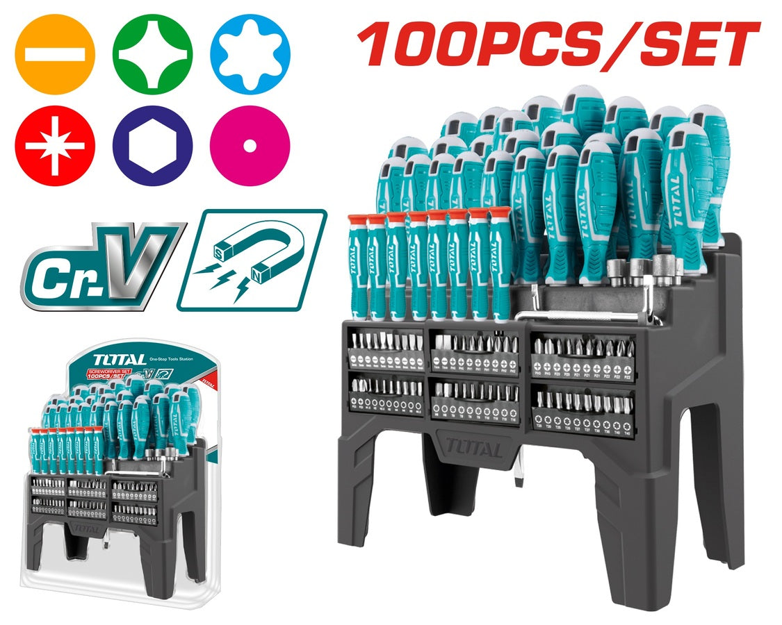 TOTAL 100 pcs Screwdriver Set (THT2506100)