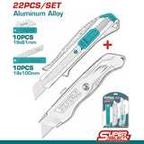 TOTAL 22Pcs Aluminum utility knife set (THT515226)