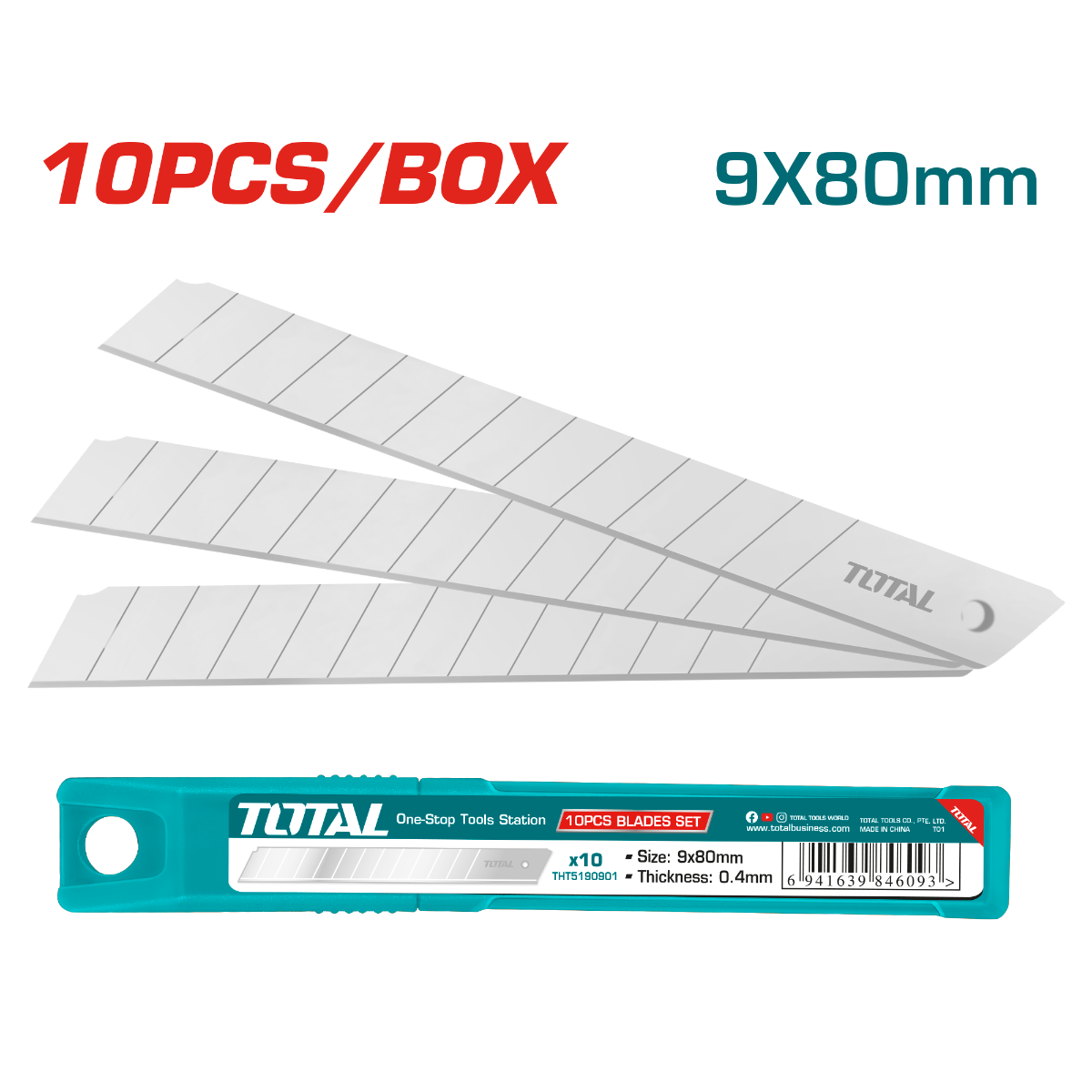 TOTAL 9×80mm Blade Set – 10pcs for Cutting Tools