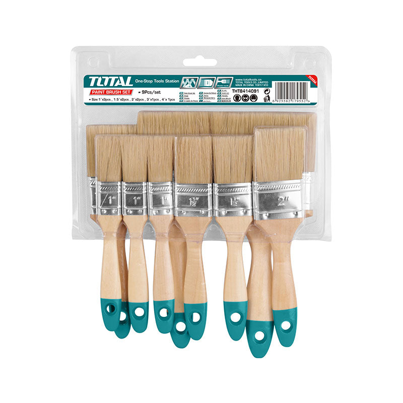 TOTAL 9PCs Paint Brush Set with Wooden Handle (THT8414091)
