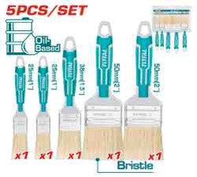 TOTAL 5PCs Paint Brush, Plastic Handle Covered with Rubber Set (THT8430501)