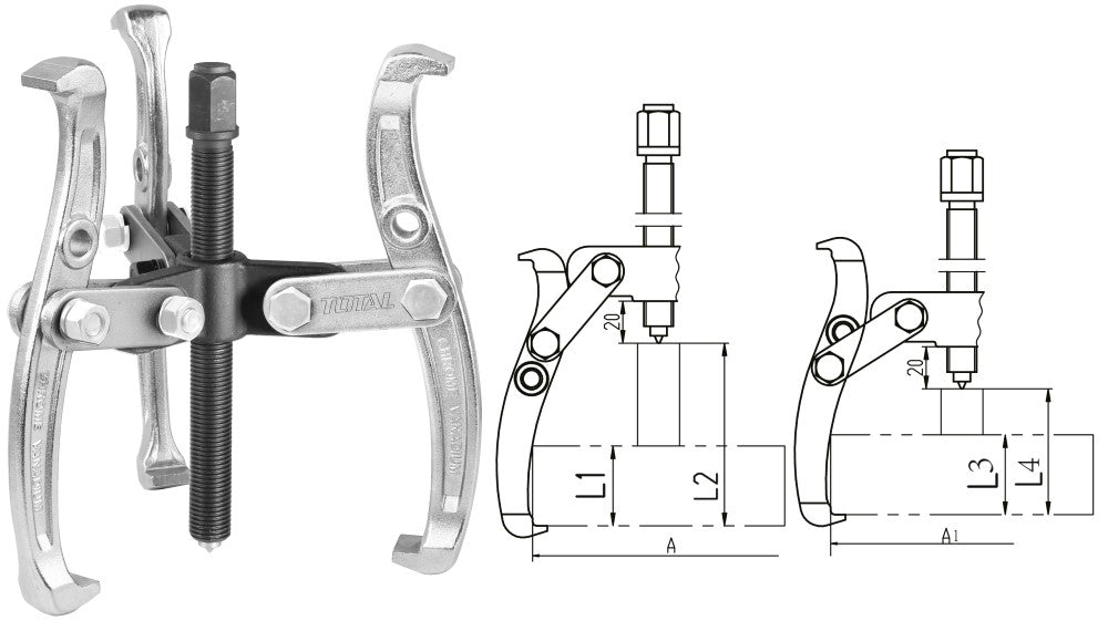 TOTAL Three Jaws Puller 4" (THTGP346)