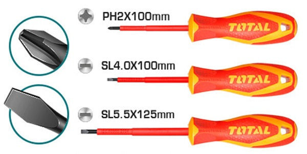 TOTAL THTIS036-insulated screwdriver 3 Pcs set