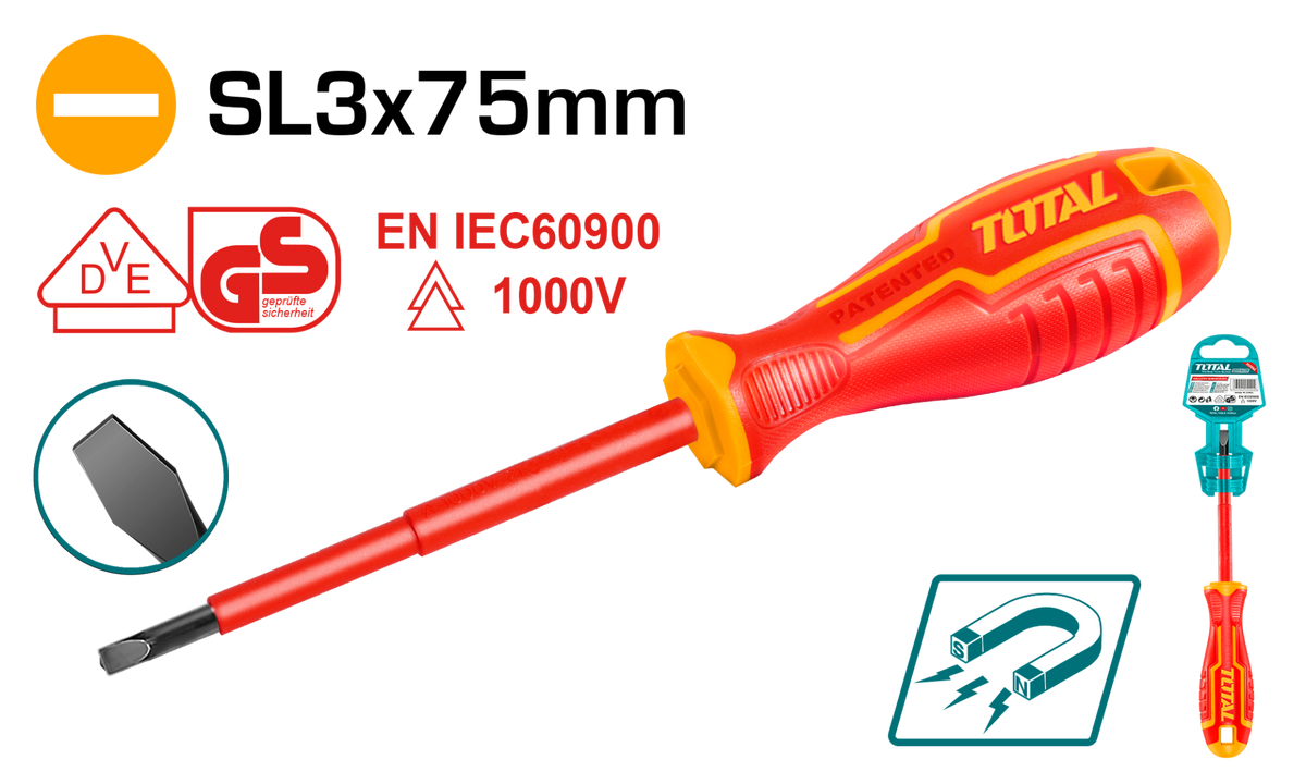 TOTAL Insulated screwdriver (THTIS3075)