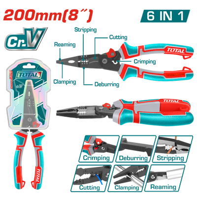 TOTAL 6-in-1 Multi-function long nose pliers (THTMF286)