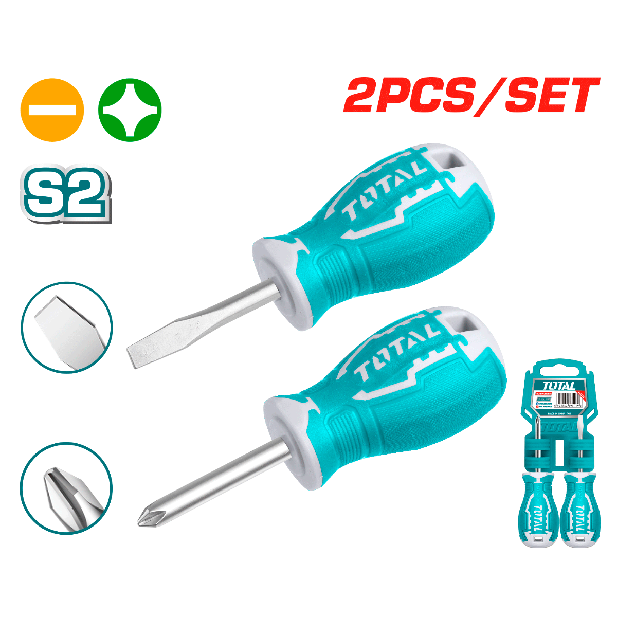 TOTAL screwdriver set 2 Pcs (THTS20206)