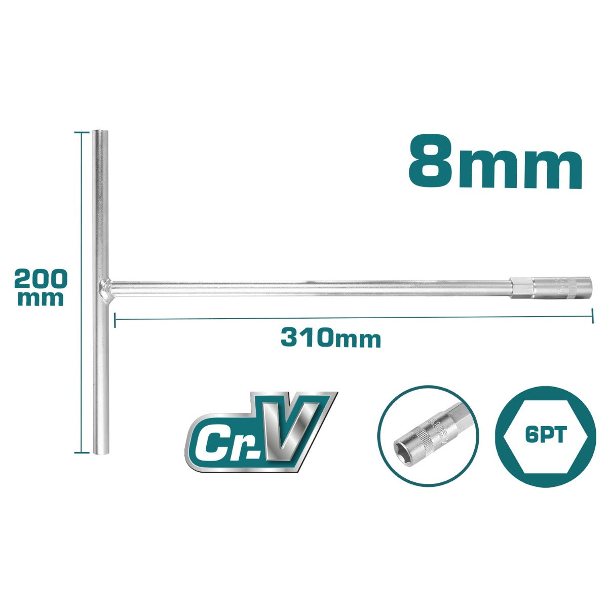 8mm Box Wrench with T-Handle by Total (THTSW0806)