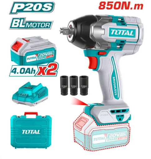 TOTAL IMPACT WRENCH Li – ion 20V / 4Ah / 850Nm (TIWLI2085)