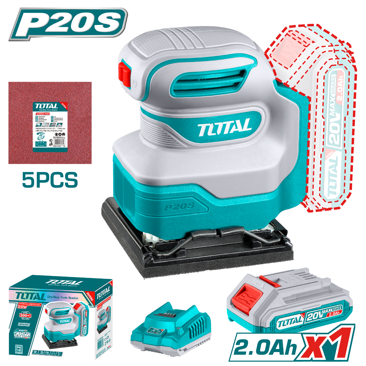 TOTAL Cordless sheet sander (TSHSLI20141)
