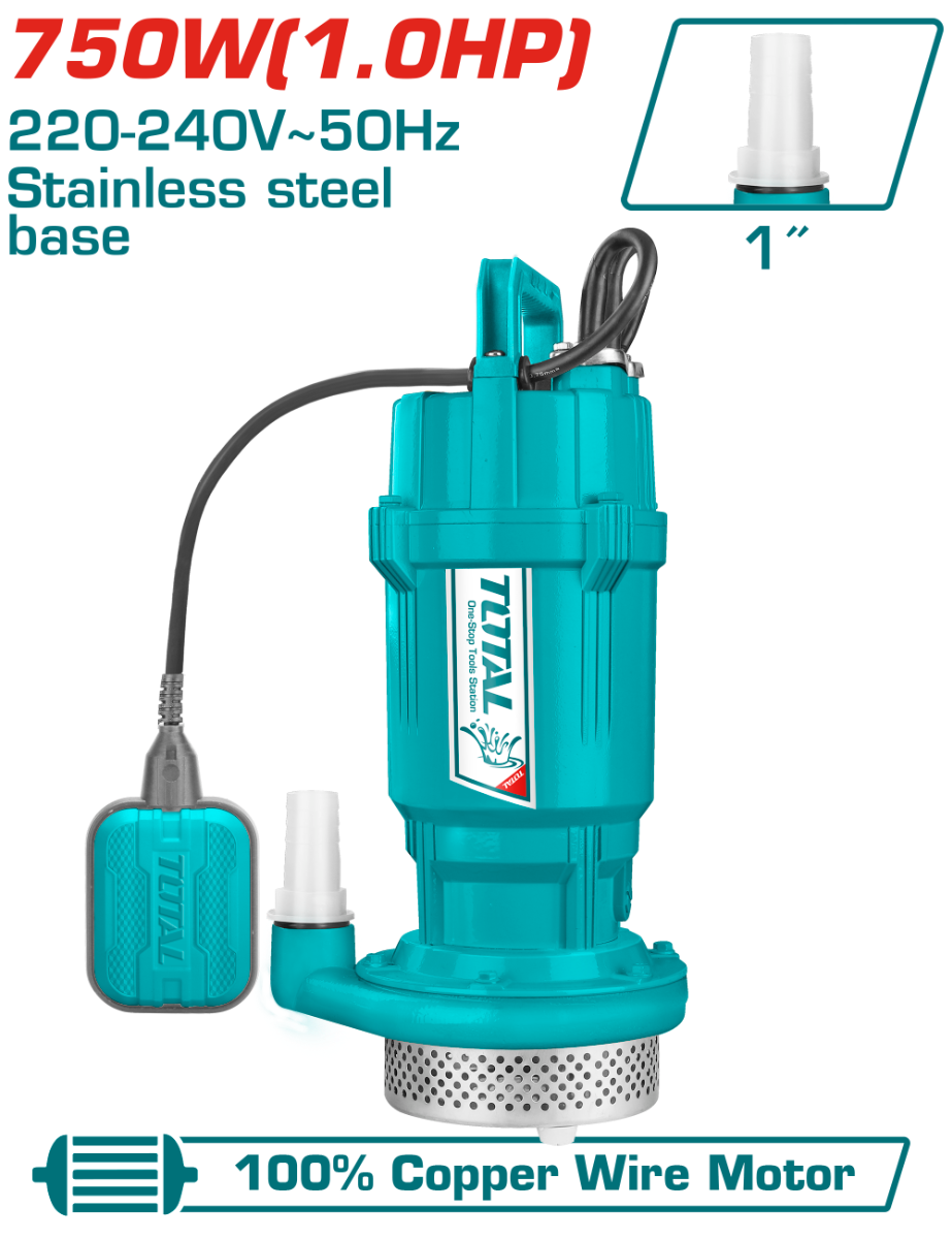 TOTAL Submersible Pump for Clean Water 750W | 1.0HP (TWP67506)