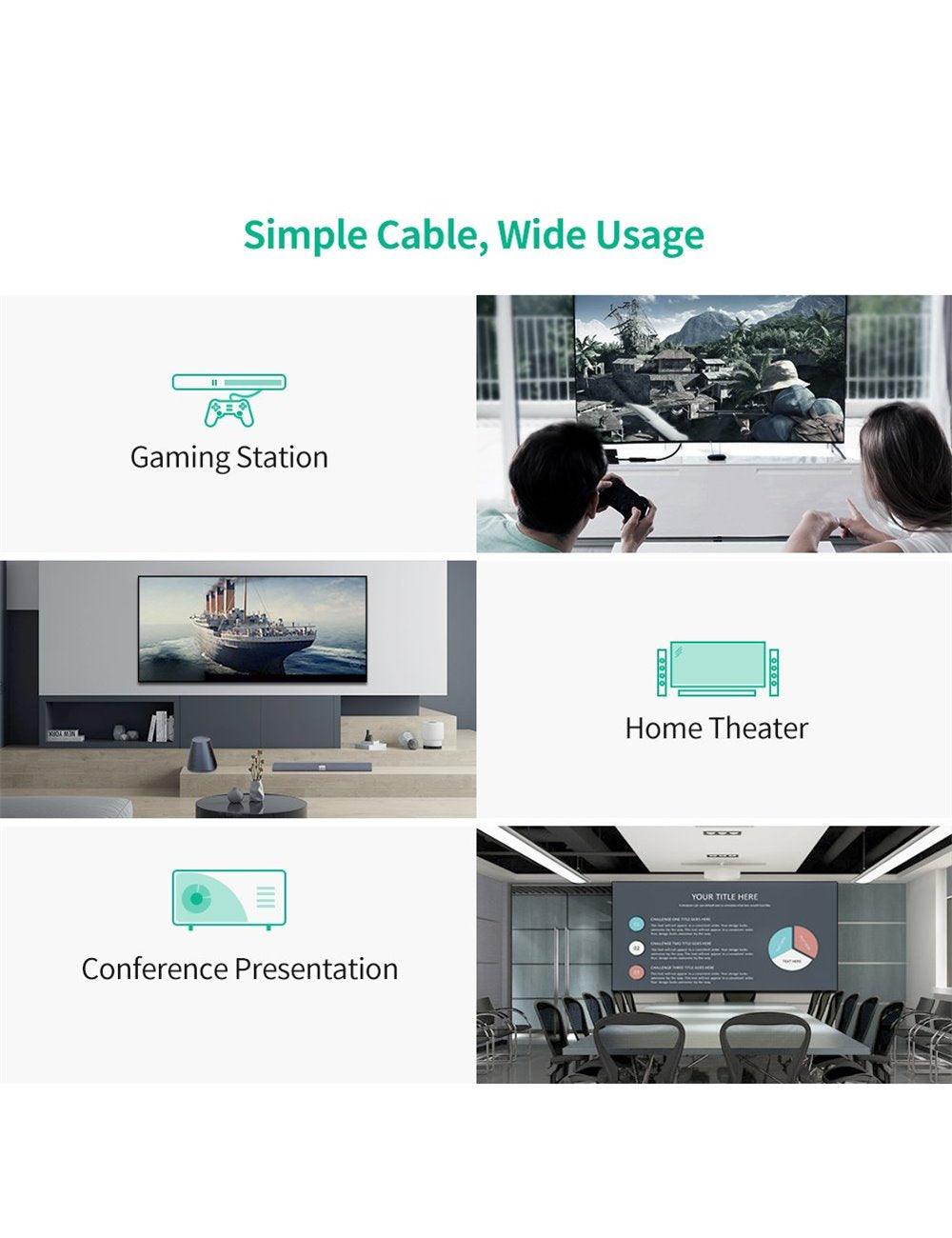 محول يوجرين HDMI + USB إلى DP 0.5 متر – محول عالي الجودة