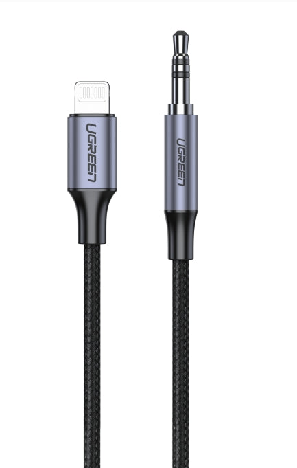 UGREEN Lightning to 3.5mm Aux Cable Aluminum Shell with Braided 1m (Black) - 70509