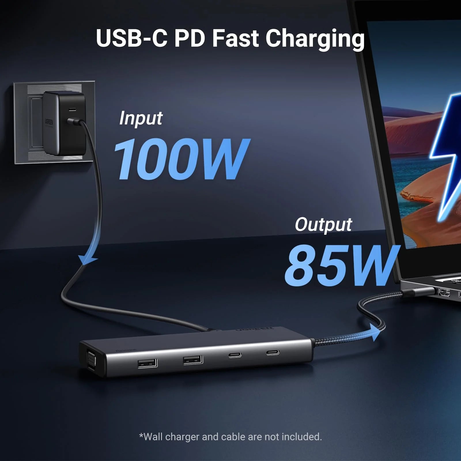 UGREEN 8-in-1 USB-C Dock with Dual HDMI, VGA, 100W PD, 10Gbps