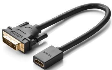 UGREEN DVI-D 24+1 Male to HDMI Female Adapter Cable 22cm (Black)