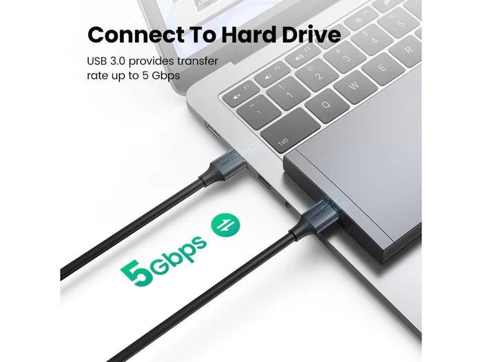 كابل USB 3.0 A ذكر إلى ذكر من UGREEN بطول 2 متر (أسود)