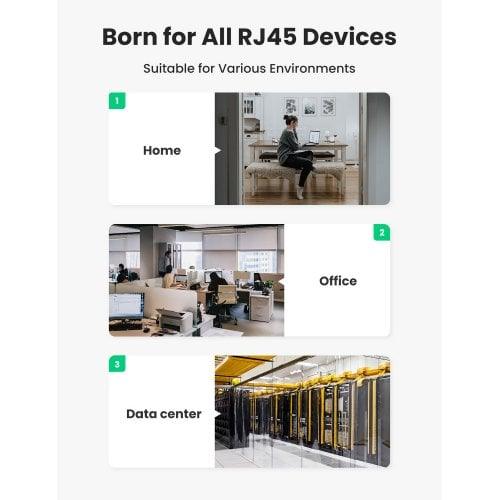 كابل UGREEN CAT7 مدعم بطول 2 متر مع مقابس مجدولة