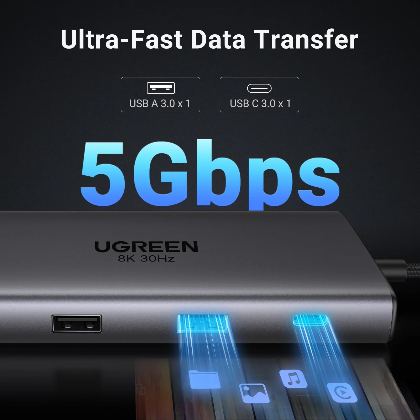 UGREEN Revodok Pro 210 موزع USB-C 10 في 1 بدقة 4K وPD 100W