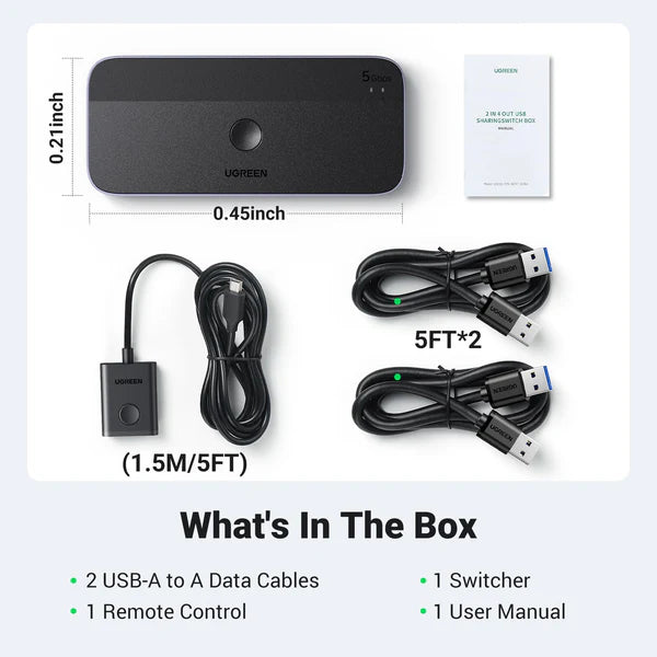 مفتاح UGREEN USB 3.0 لمشاركة أجهزة USB-C و USB-A