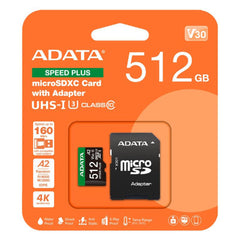 ADATA 512GB V30 A2 SPEED PLUS MicroSDXC UHS-I U3 Class 10 Card