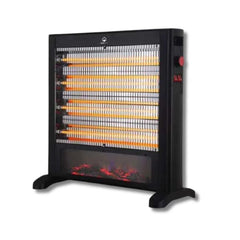Home Electric 2400W Quartz Heater with Fireplace Effect, 4 Quartz Tubes, Thermostat, Tip-Over Safety Switch, HK-4545