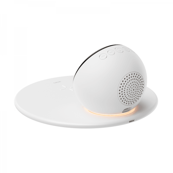 شاحن لاسلكي WIWU WI-W017 بقوة 15 وات مع منبه رقمي ومكبر صوت بلوتوث - أبيض