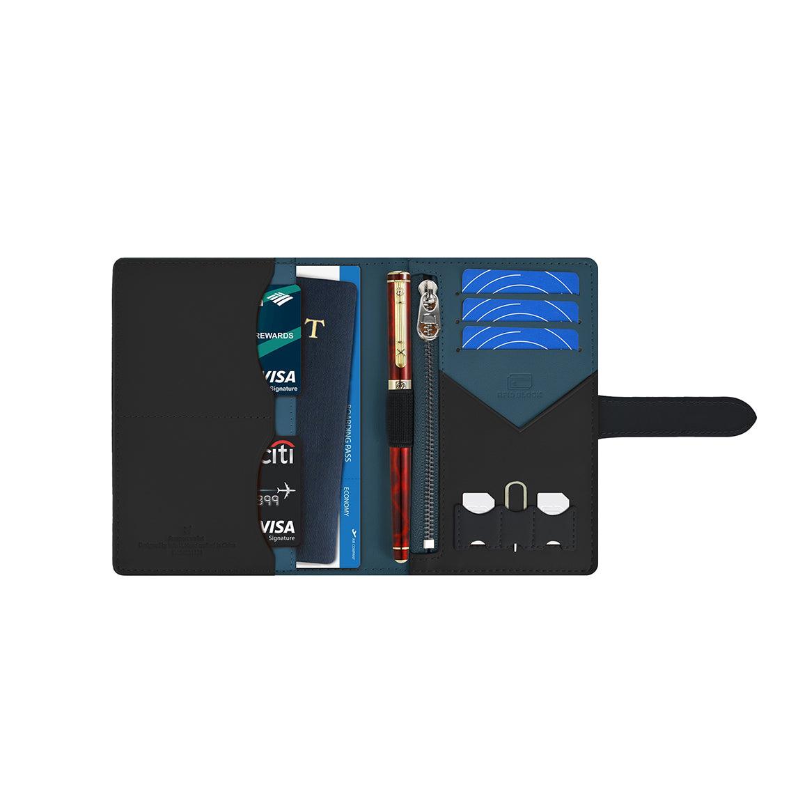 محفظة جواز السفر من ويوو جلد صناعي مقصورة للبطاقات وشريحة سيم