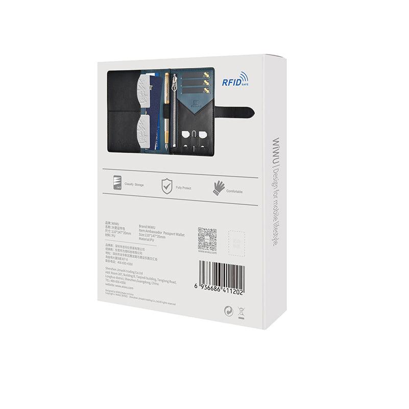 محفظة جواز السفر من ويوو جلد صناعي مقصورة للبطاقات وشريحة سيم